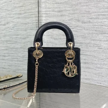 Dior Mini Lady Dior bag in Black Ostrich leather product photo