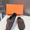 Hermès Women Brown Suede Buckle Mules product view 3