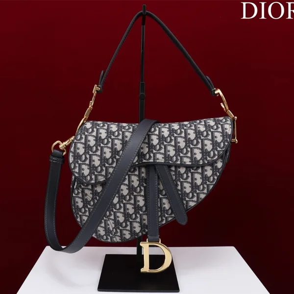 Dior Saddle Saddle Canvas Handbag Hand Embroidered 25.5x20x6cm product photo
