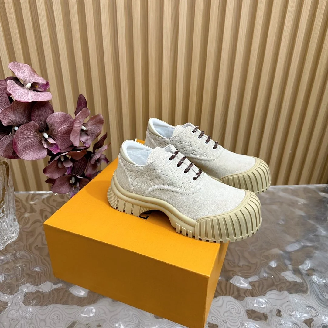Louis Vuitton Women Beige Suede Casual Sneakers product view 3