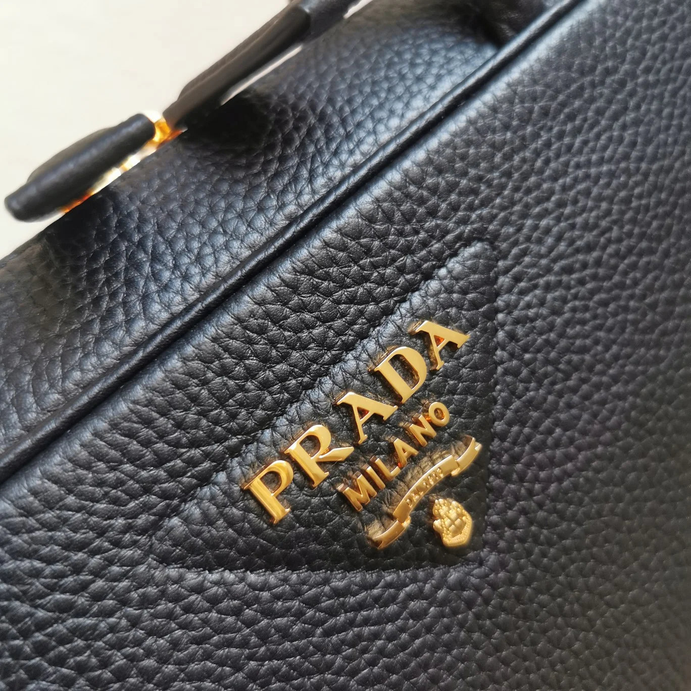 Prada Medium Leather Top-Handle Bag in Black product view 4