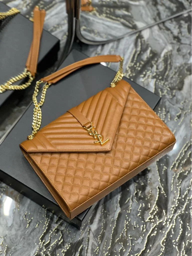Saint Laurent Medium Envelope Bag in caramel product view 8
