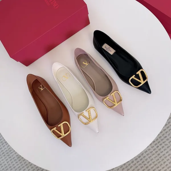 Valentino Women Pink Leather Pointed Flats product view 7