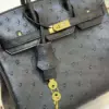Hermès Birkin 25 Black Ostrich Leather Gold Hardware Bag product view 3