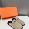 Hermès Women Beige Suede Mules — Rounded Toe with Black Sole product view 5