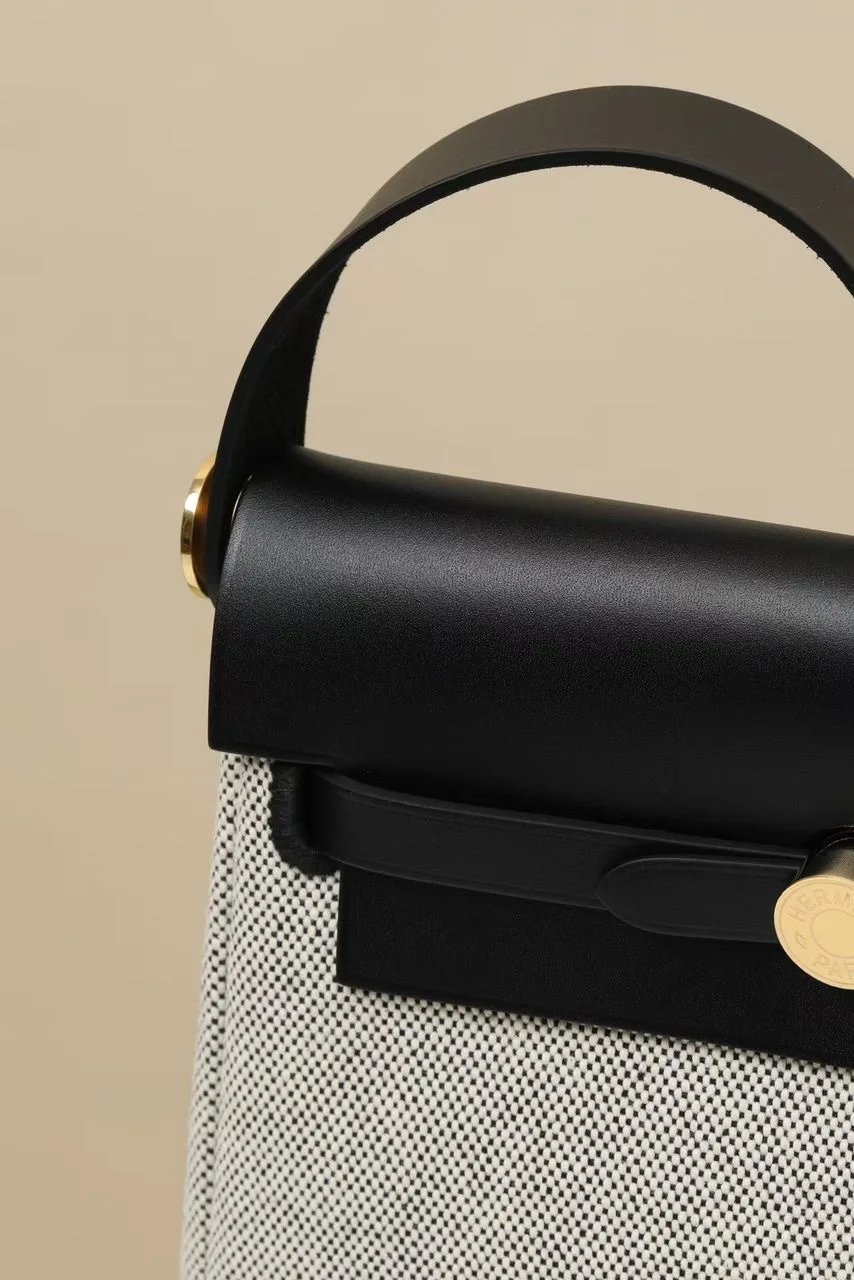 Hermès Herbag Mini in Ecru/Black gold hardware Bag product view 3