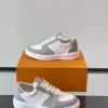 Louis Vuitton Men White Gray Leather Sneakers product view 4