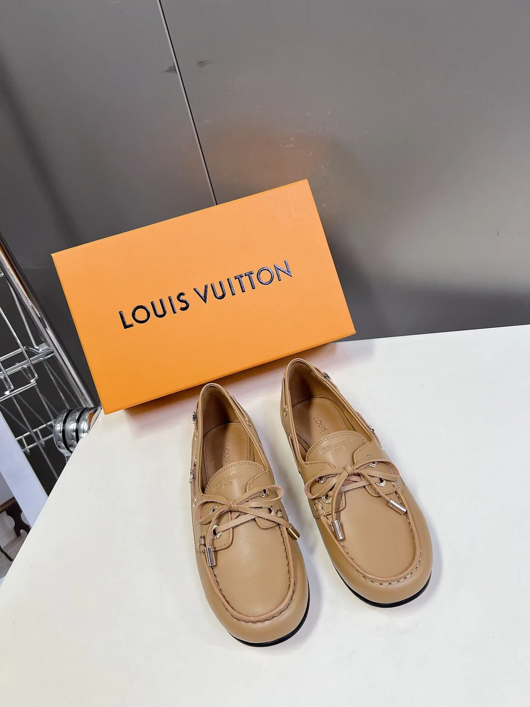 Louis Vuitton Women Beige Leather Loafers product view 1