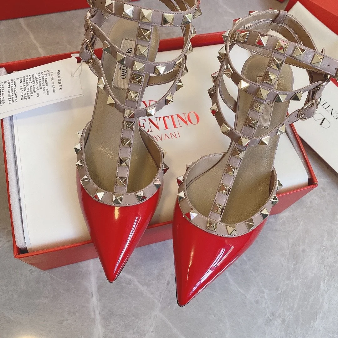 Valentino Women Red Patent Leather Studded Heels product view 4