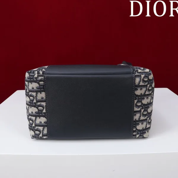 Dior Medium Signature Bucket Bag — Navy Blue Oblique Panels product view 4