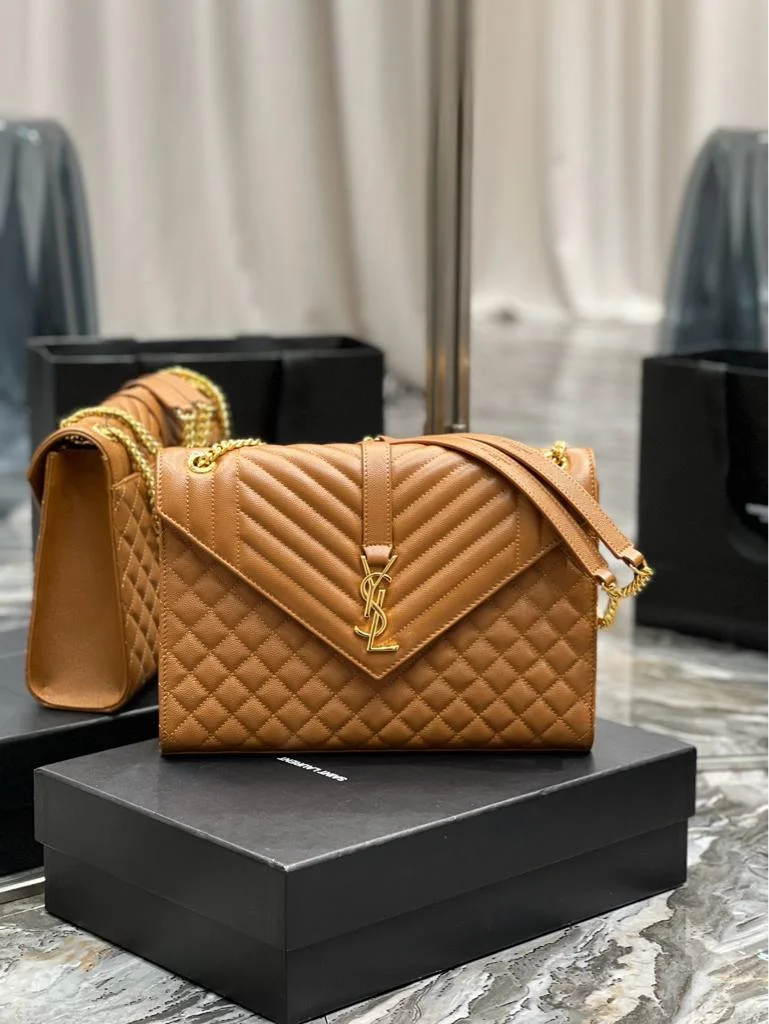 Saint Laurent Medium Envelope Bag in caramel product view 2