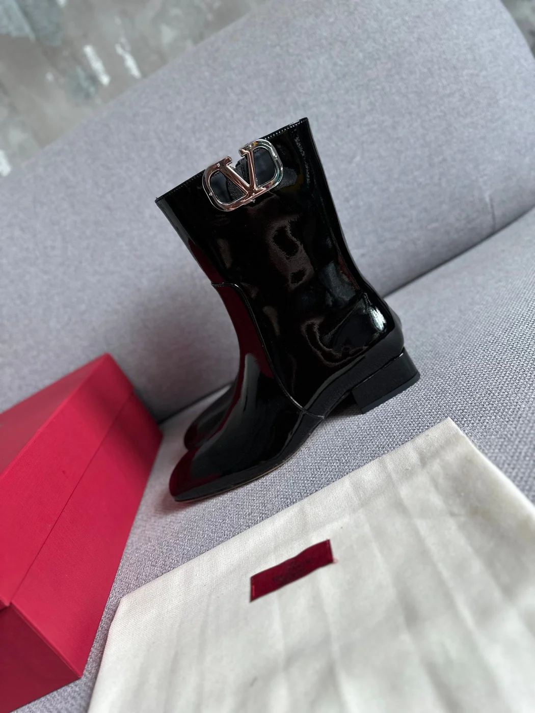 Valentino Women Black Patent Leather Boots — Side-Zip Style product view 5