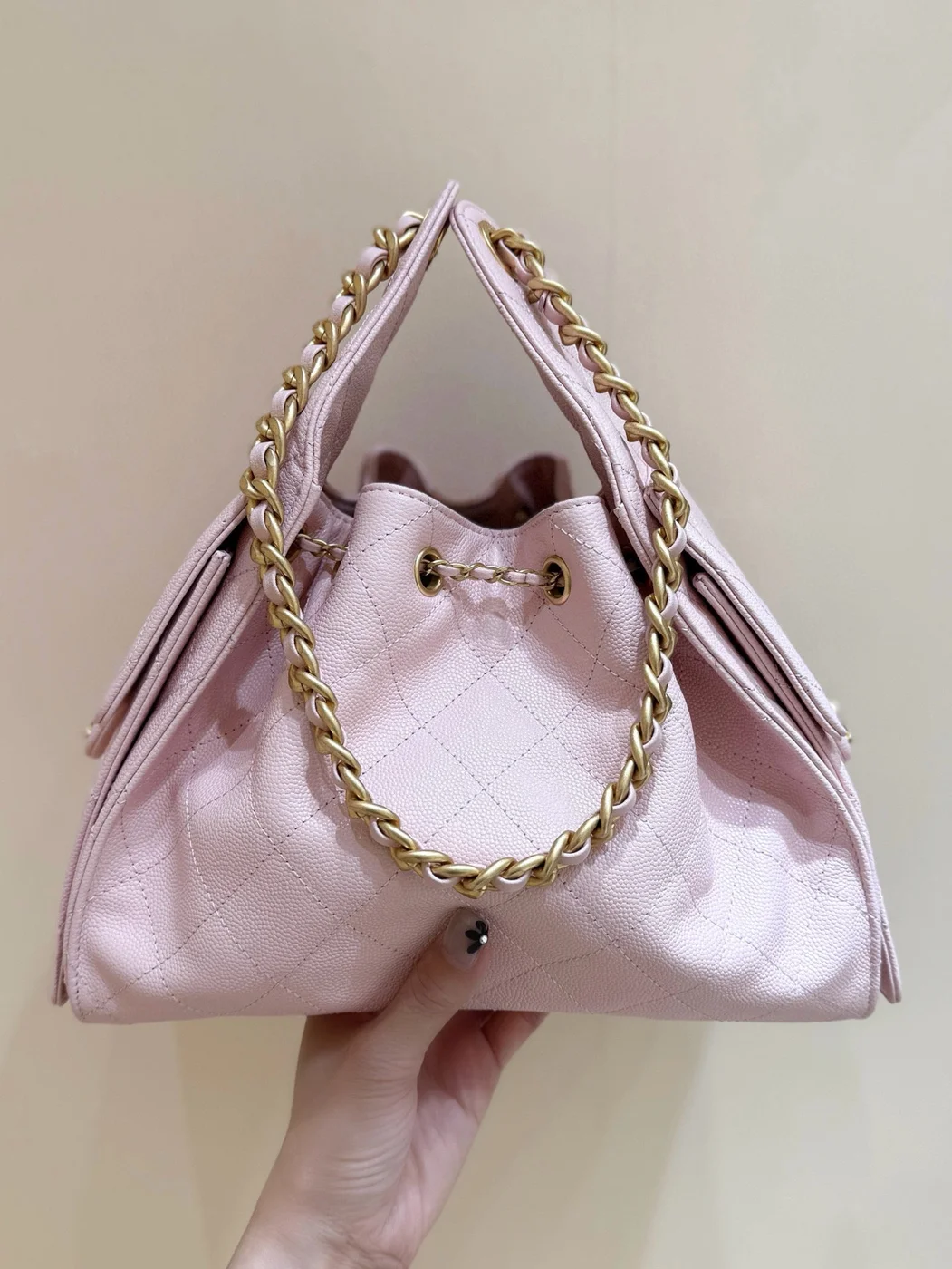 Chanel 25 Handbag In Pastel Pink With Gold Hardware product view 6