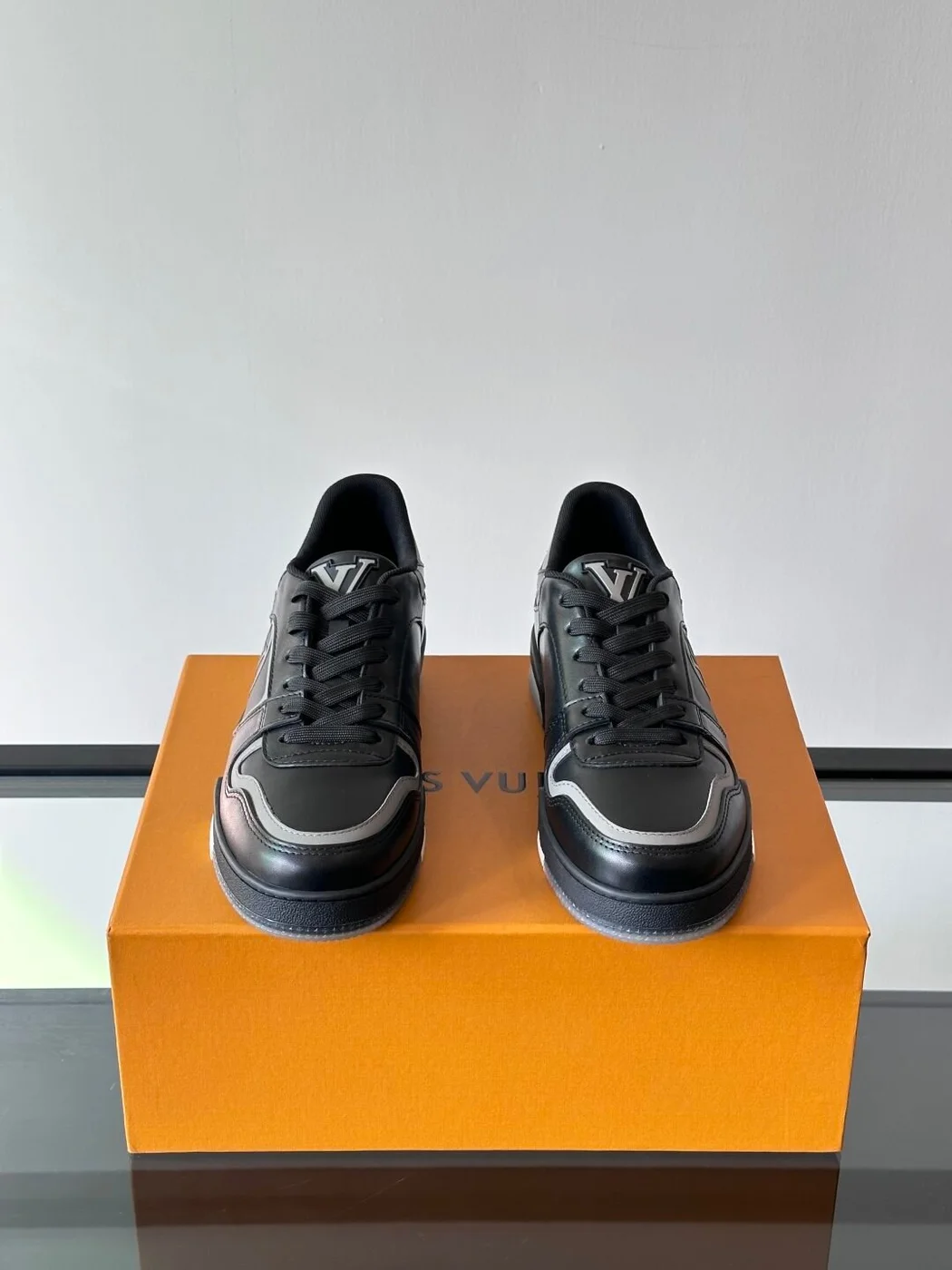 Louis Vuitton Men Sneakers — Black with Oval LV Side Detail product view 2