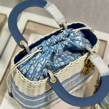 Dior Lady Wicker Bag — Blue Trim product view 6