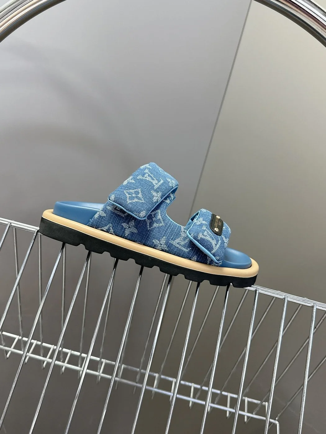 Louis Vuitton Women Blue Denim Leather Sandals product view 6