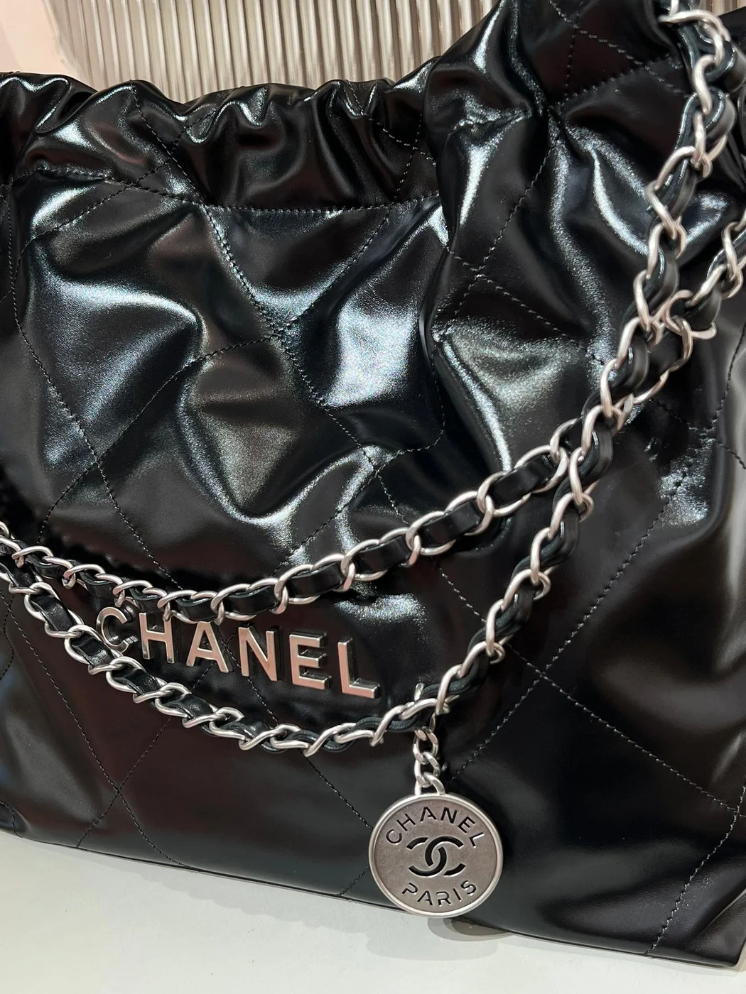 Chanel 22 Small Black Silver Hardware Bag product view 7