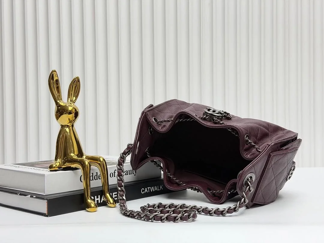 Chanel 25 Mini Burgundy Silver Hardware Bag product view 7