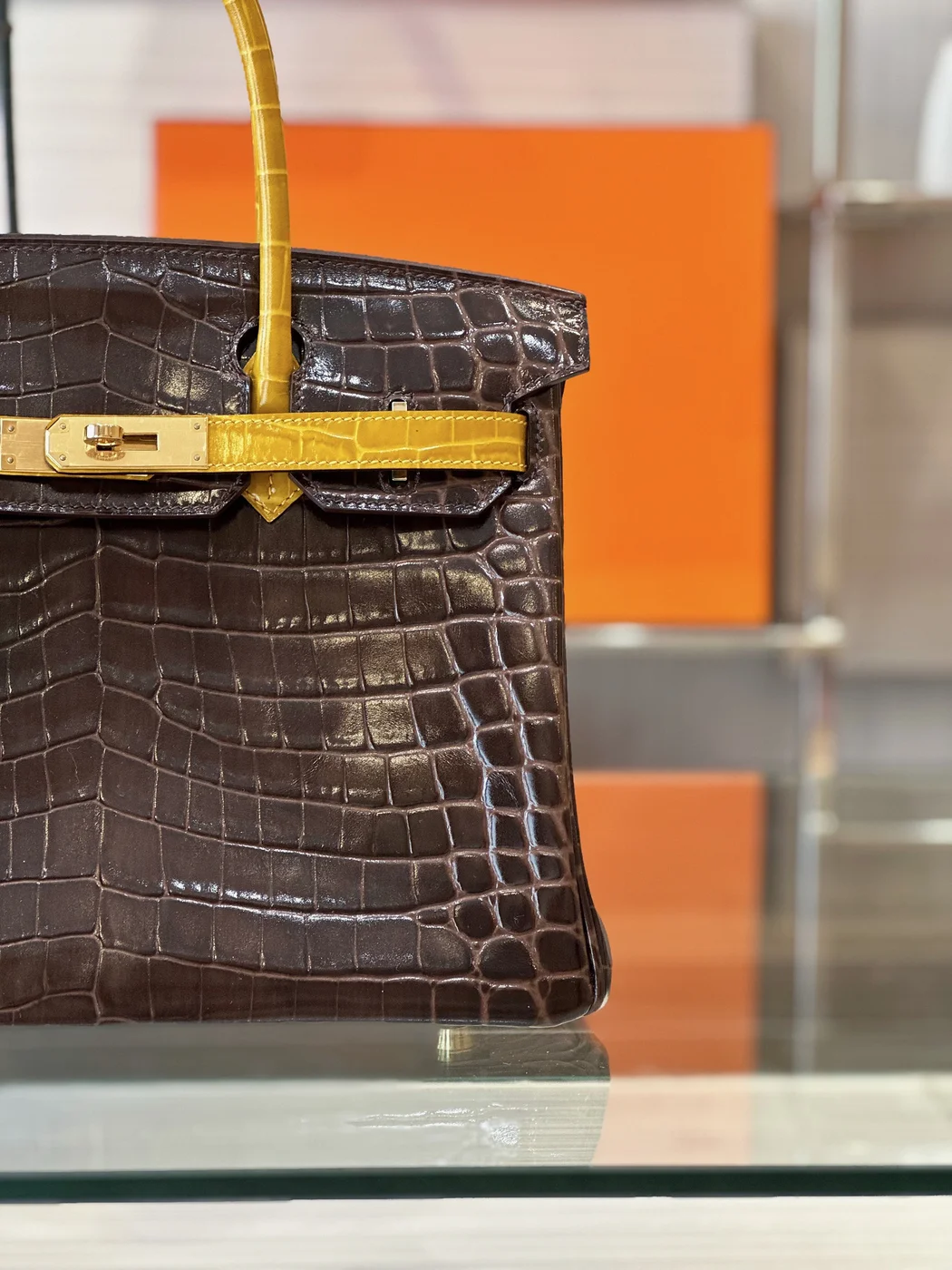 Hermès Birkin 30 Brown/Gold Crocodile Leather Gold Hardware – Custom Made Bag product view 6