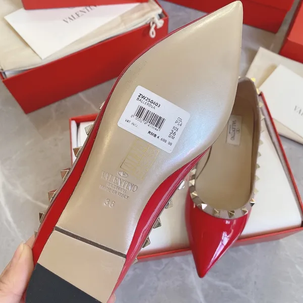 Valentino Women Red Patent Leather Studded Flats product view 5