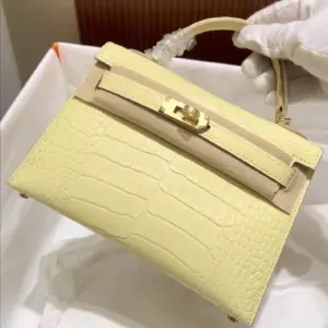 Hermès Kelly 20 Yellow Crocodile Leather Bag product photo