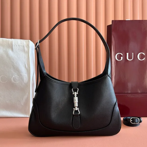 Gucci 26S Jackie Slim Shoulder Bag 28 In Black Calfskin product photo