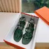 Hermès Women Green Sandals — Dark Green Link-Detail T-Strap product view 3