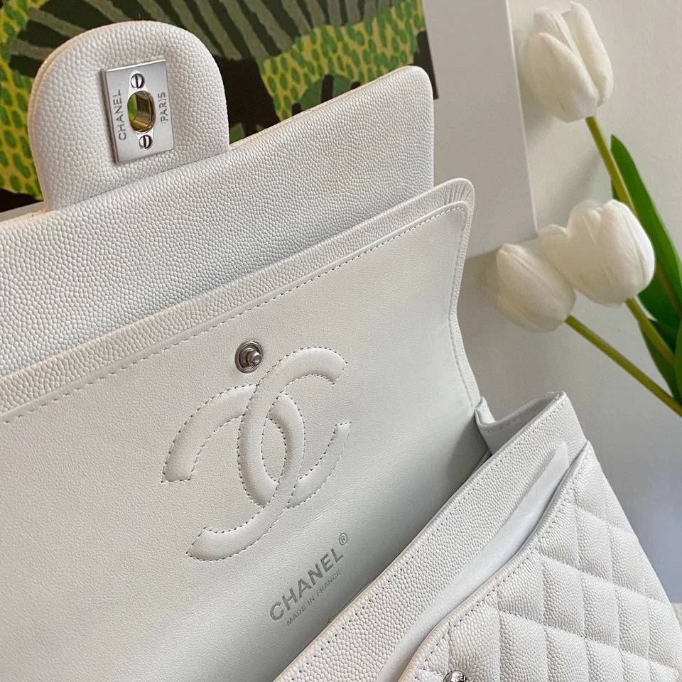 Chanel Classic Flap White with Silver Hardware – 25 cm product view 6