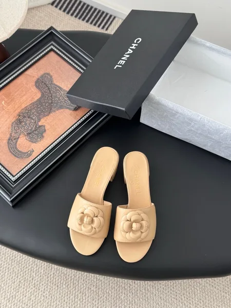 Chanel Women Beige Leather Mules product photo