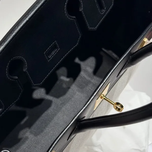 Hermès Quadrille Birkin 30 In Black Swift White Toile Canvas Bag product view 9