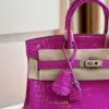 Hermès Birkin 25 Purple Crocodile Leather Palladium Hardware Bag product view 6