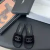 Chanel Women Black Velvet Quilted Slides product view 1