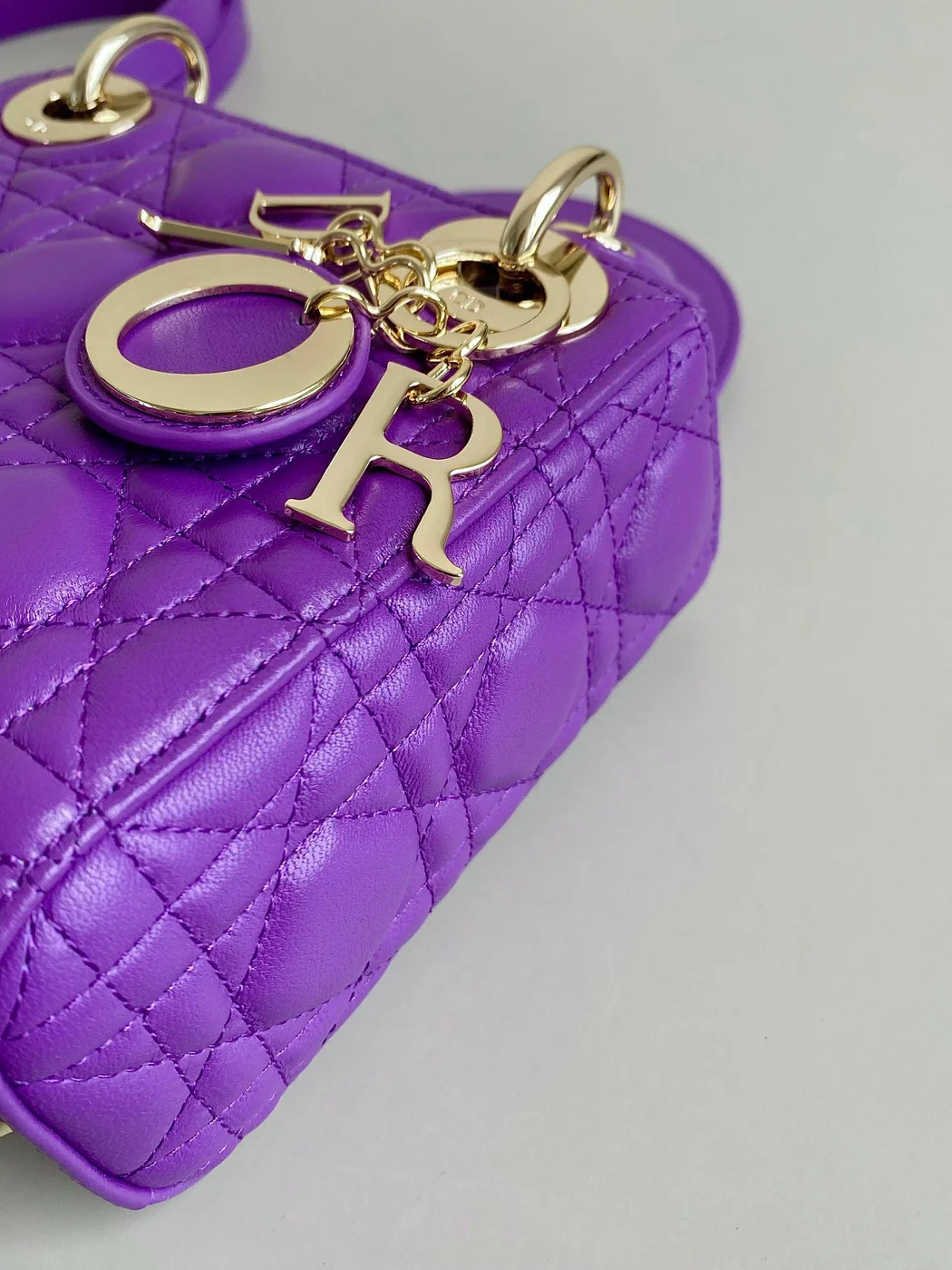 Dior Lady Mini Women’s Handbag Purple Cowhide 17 cm product view 4