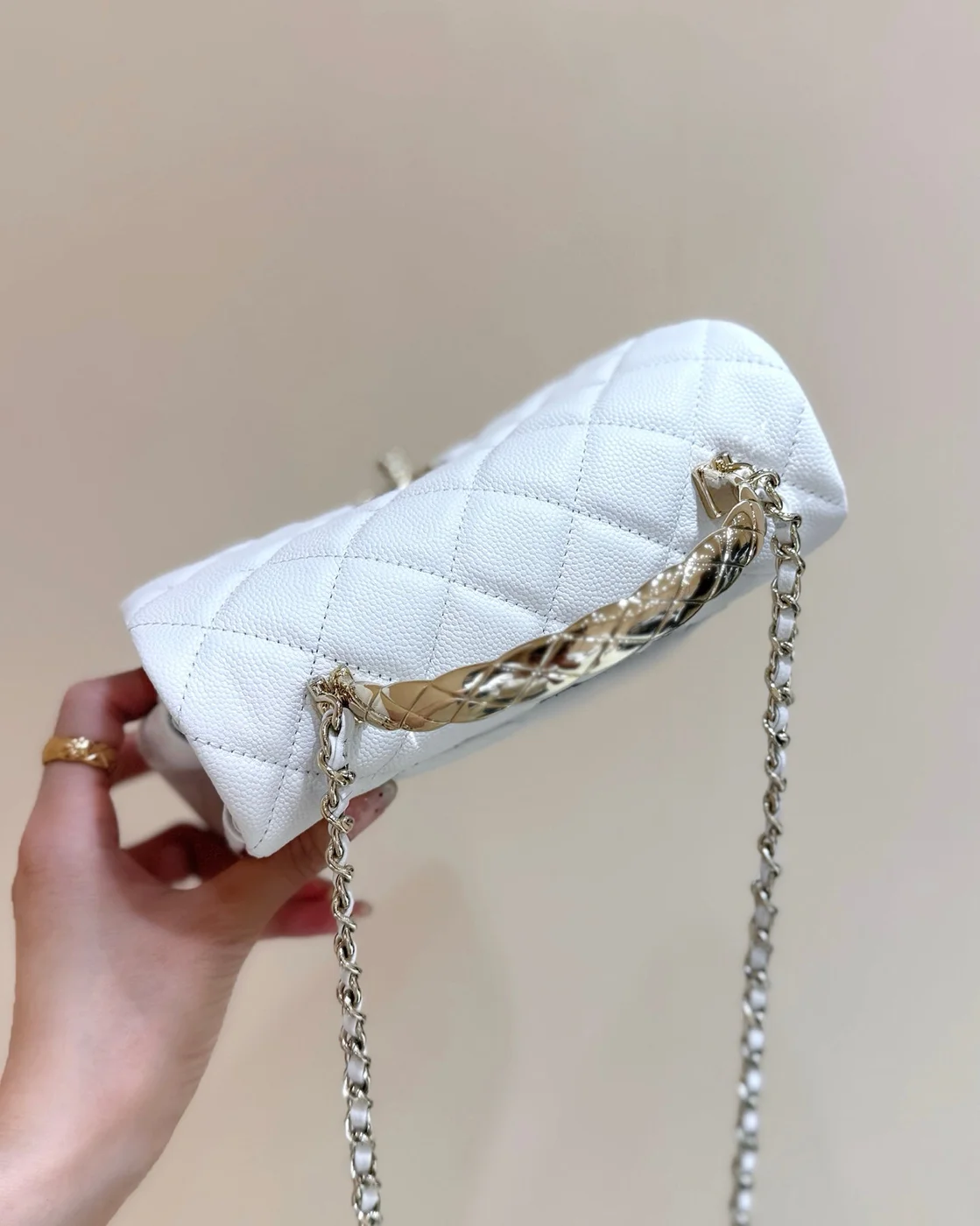 Chanel Nano Coco White Handle bag Gold Hardware product view 5