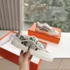 Hermès Women White Canvas Leopard Print Sneakers product view 4