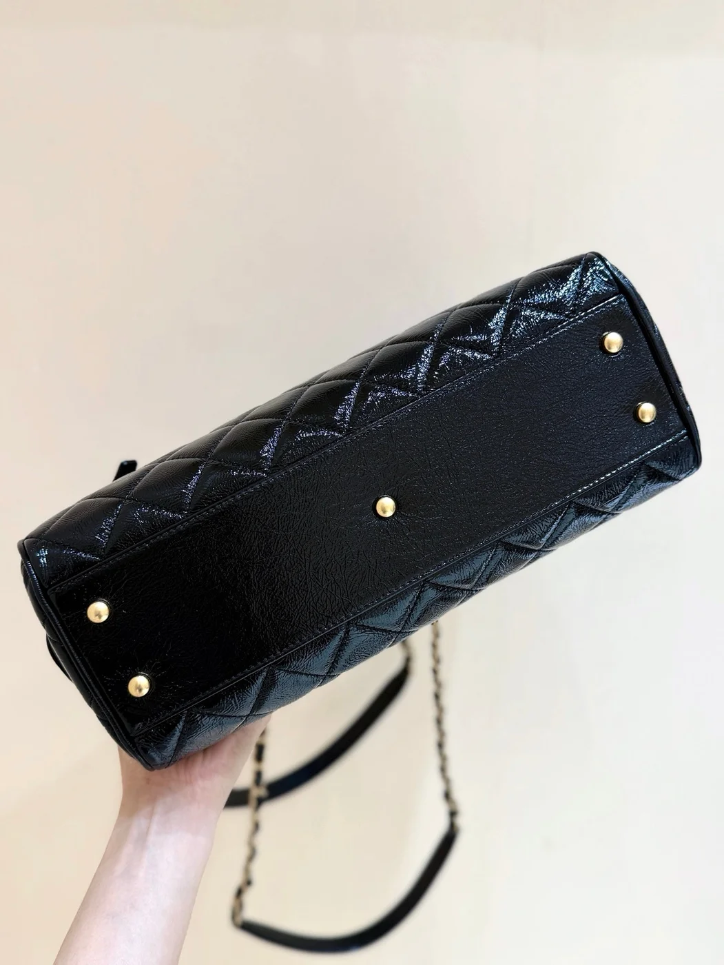 Chanel 25K Bowling Bag in Black Caviar Leather Gold Hardware product view 6