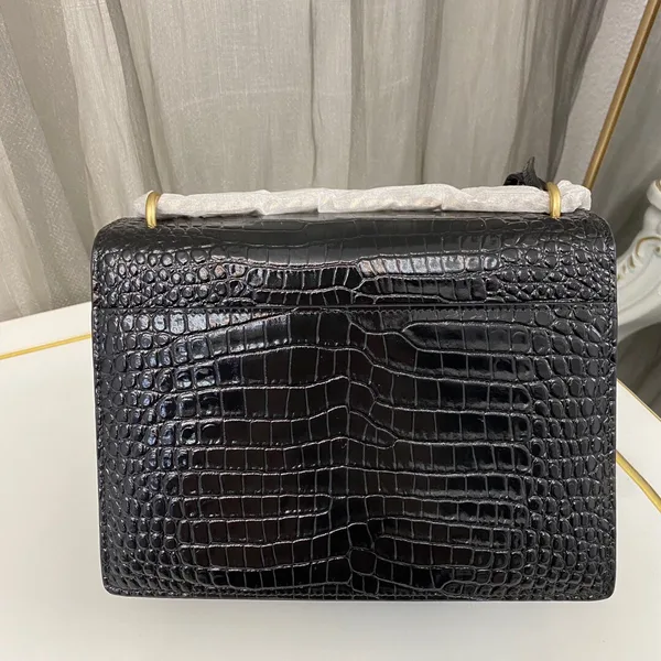 Saint Laurent Medium Sunset Bag Black Croc Pattern product view 3