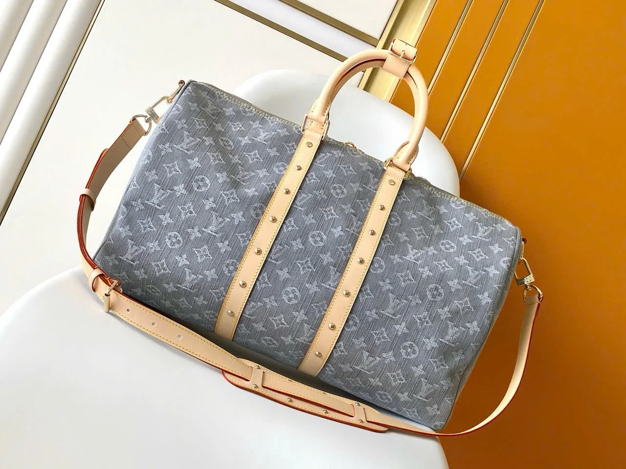 Louis Vuitton Keepall Denim bandouliere 55 Grey Bag product view 9