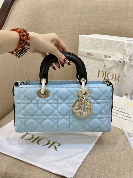 Dior D-Joy Women’s Handbag, Ice Blue Cowhide Leather, 26 cm product view 8