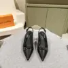 Louis Vuitton Women Black Leather Slingback Heels — Pointed-Toe Style product view 1