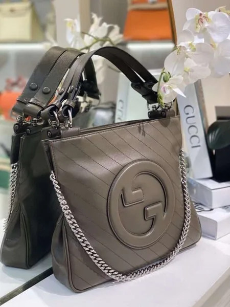 Gucci Handbag with Embroidered Brand Logo Pattern, 24 cm product photo