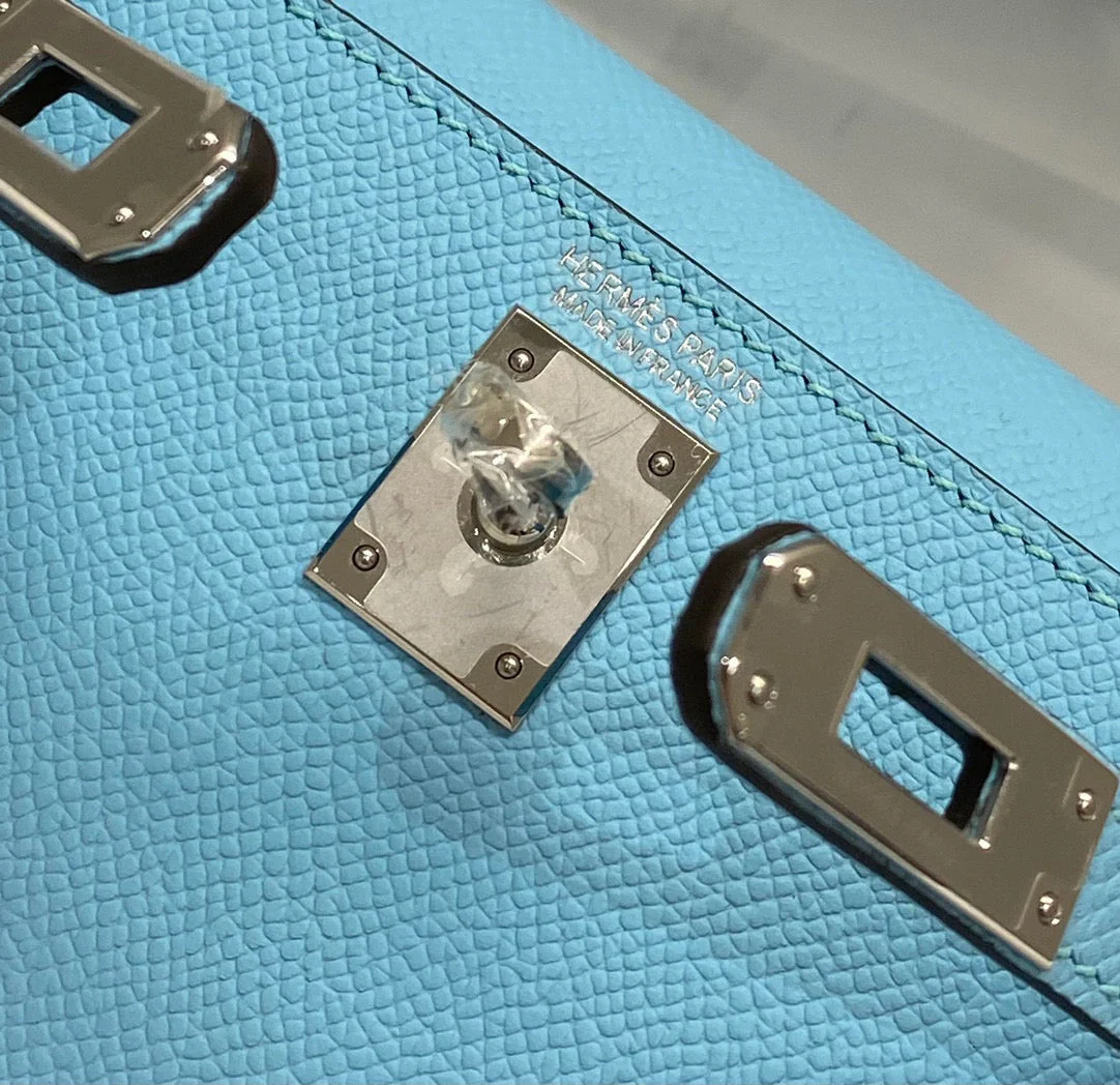 Hermès Kelly Mini 20 Sky Blue Epsom Silver Hardware Bag product view 6