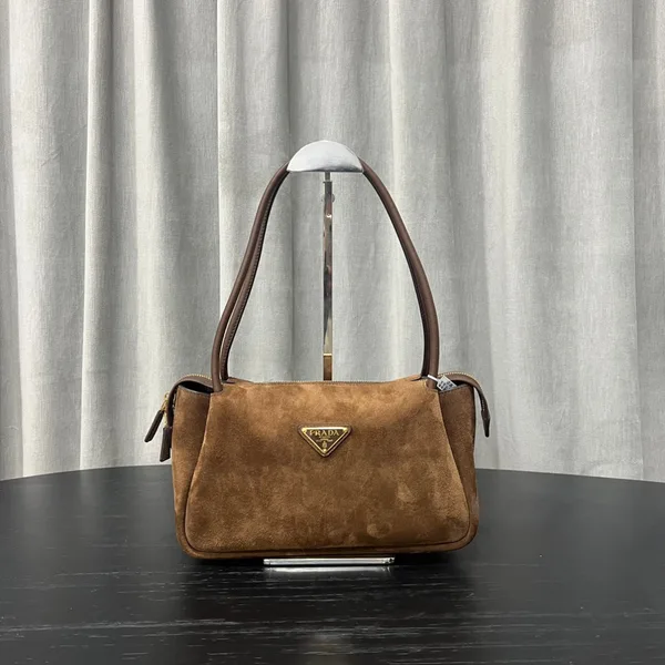 Prada Brown Medium Suede Shoulder Bag product photo