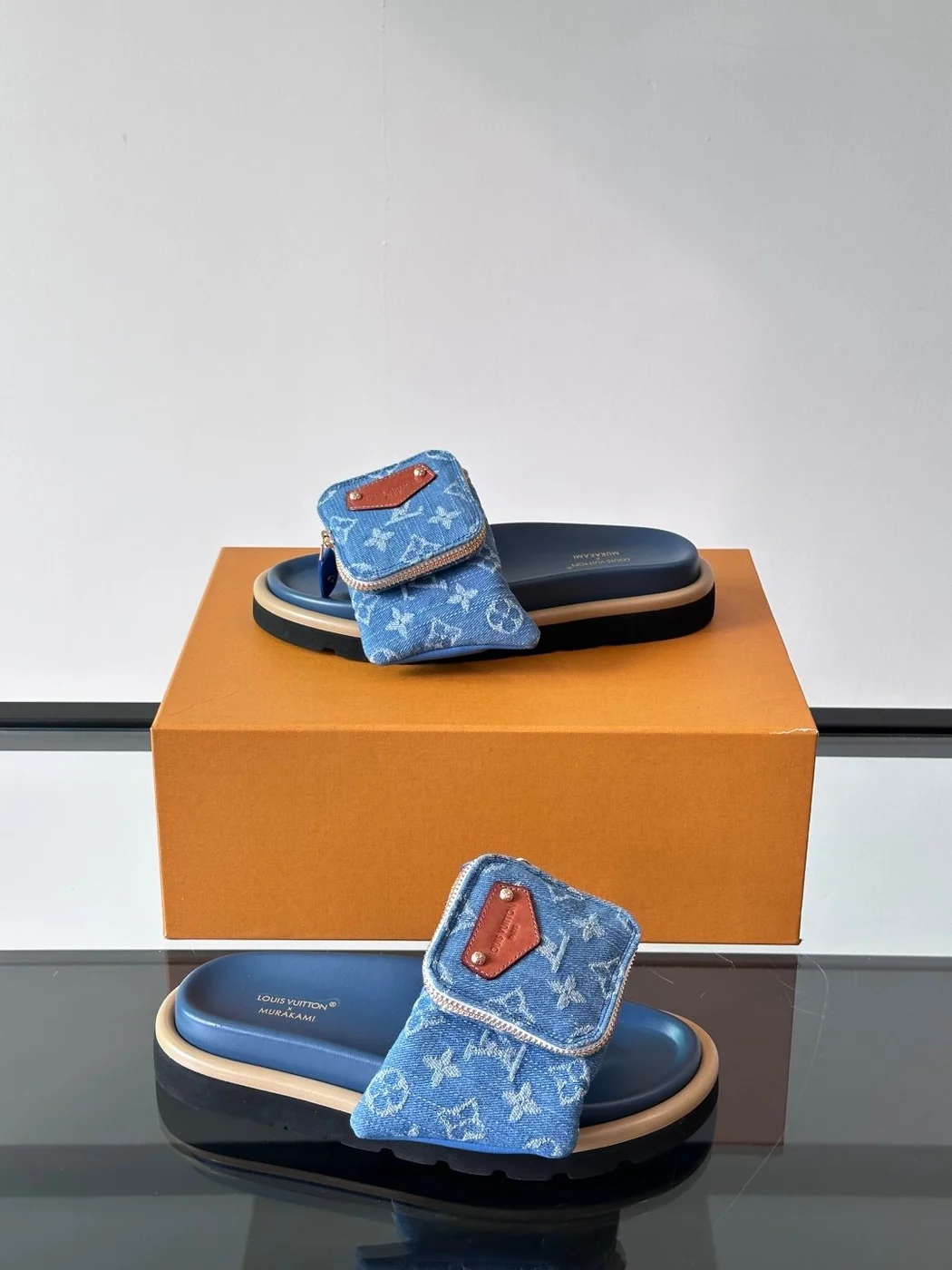 Louis Vuitton Men Blue Denim Slides product view 4
