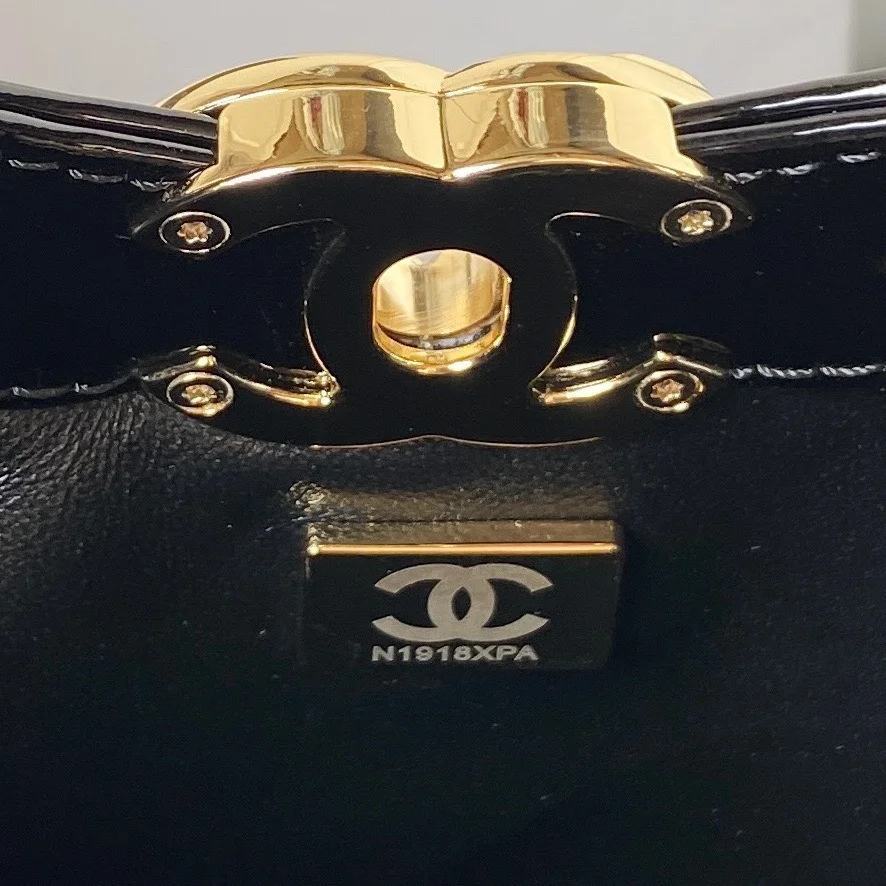 Chanel Mini Shopping Bag Handbags Shiny Leather Lock Gold 31 cm product view 4