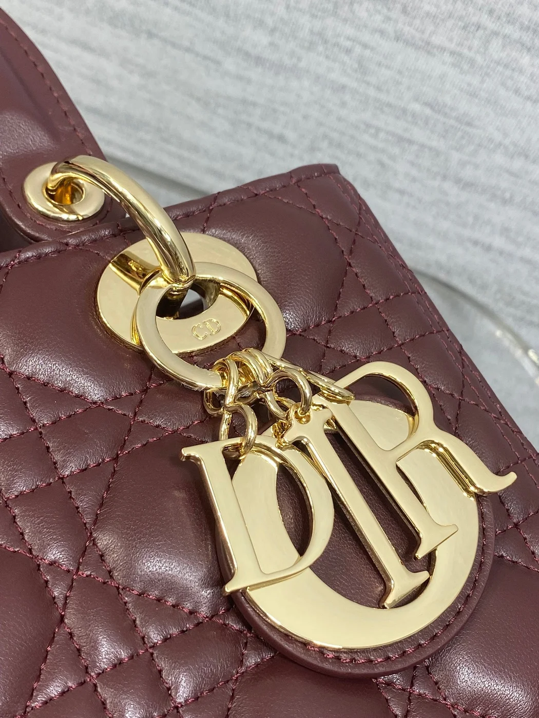Dior Medium Lady Bag 24 In Burgundy Gold Hardware product view 3