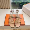 Hermès Women Beige Leather Strappy Sandals — Link-Detail T-Strap product view 1