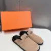 Hermès Women Beige Suede Leather Slippers product view 5