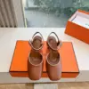 Hermès Women Brown Leather Heels — Ankle-Strap Style product view 1