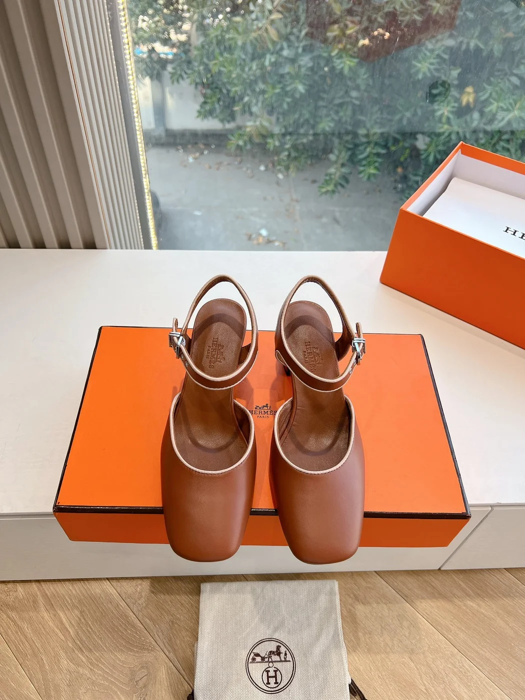Hermès Women Brown Leather Heels — Ankle-Strap Style product view 1